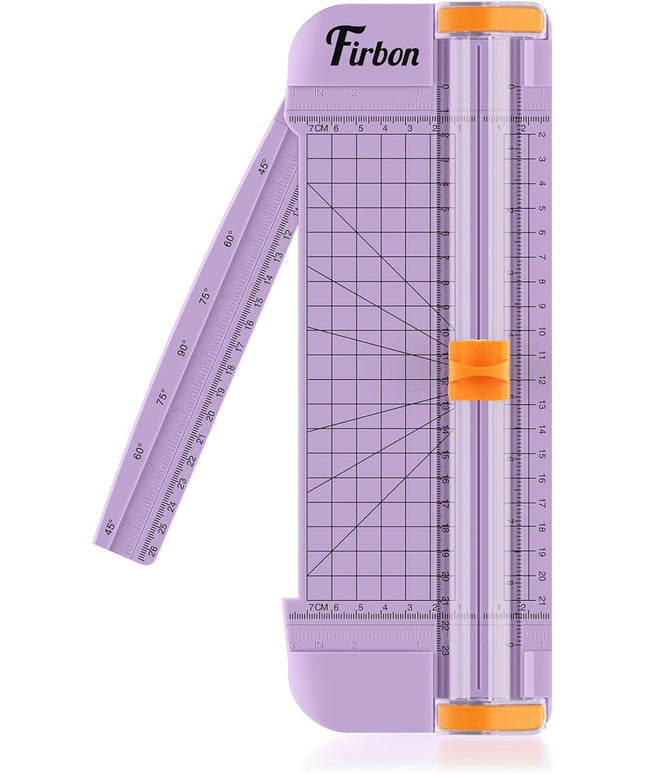 Firbon Purple A5 Paper Cutter, Straight Small Paper Trimmer with Side Ruler for Scrapbooking Craft, Paper, Coupon, Label, Cardstock