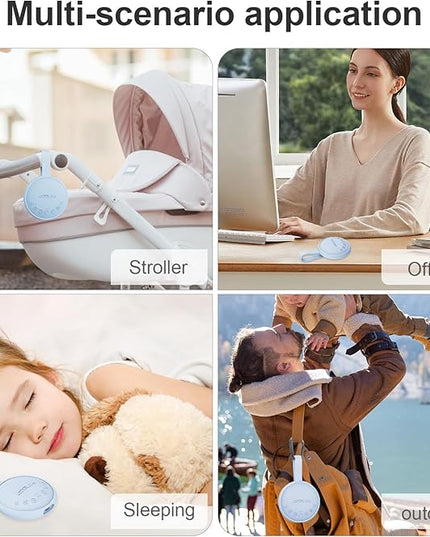 White Noise Sound Machine for Sleeping Adults & Baby, Portable Noise Machine with 24 Soothing Sounds, Bluetooth 5.1, Battery Powered, 3 Timer Settings, Memory Function for Home, Office, Travel (Blue)