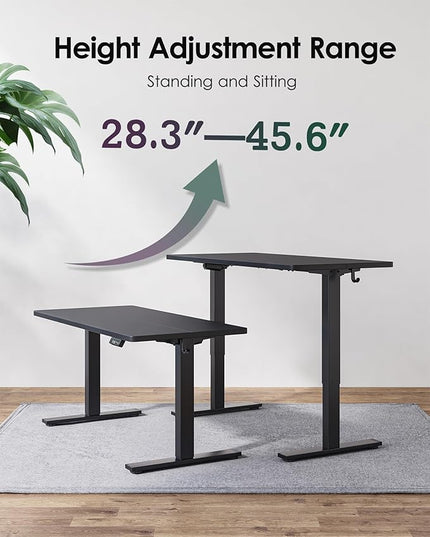 TIQLAB Electric Standing Desk, Adjustable Height Stand up Desk, 55 * 28 Inches Sit Stand Home Office Table with Splice Board, Black