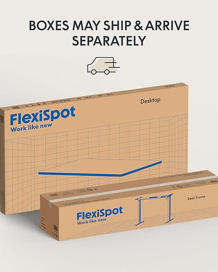 FLEXISPOT EN2Whole-Piece Standing Desk with Clamp Power Strip, 48 x 24'' Electric Stand Up Height Adjustable Desk with Cable Management (Black Frame + 48" Marble Gray, 2 Packages)