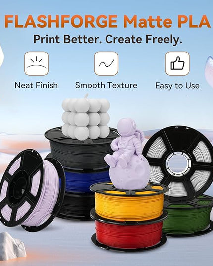 FLASHFORGE PLA Filament 1.75mm +/- 0.02mm, Matte Purple 3D Printer Filament 1kg (2.2lbs) Spool, Excellent Printing Performance, Easy to Use for Most FDM 3D Printers