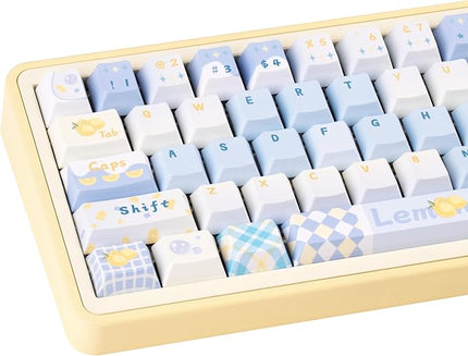 Cherry Profile Blue and White Creamy Keycaps - Custom PBT Keycaps Set, Dye Sublimation, 145 Keys Baby Blue Replacement Key Caps for Mechanical Keyboard