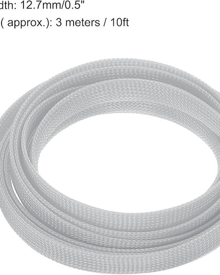 uxcell PET Expandable Sleeving 10ft 1/2" Gray Cable Management Sleeve Cord Organizer for Wrap Protect Cable
