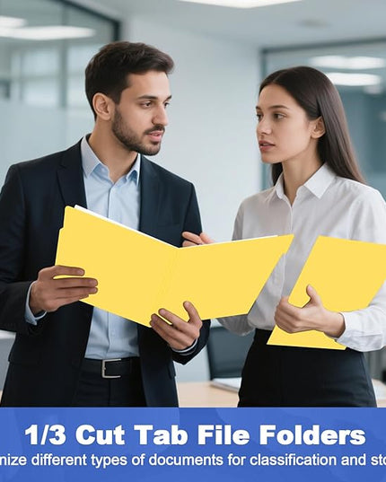 File Folder, HERKKA 30 Pack 1/3 Cut Tab File Folders, File Folders Great for Organizing and Filing, Letter Size, Yellow