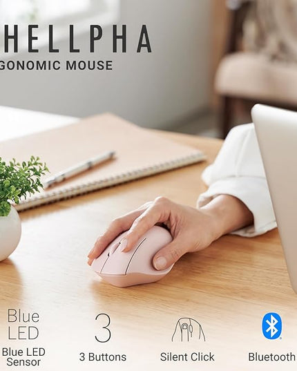 ELECOM Bluetooth Mouse Ergonomic Shape, Silent Click, 18-Month Battery Life, 2000DPI, 3 Buttons, Optical Sensor, Compatible with PC, Mac, Laptop, SHELLPA, Pink (M-SH10BBSKPN)