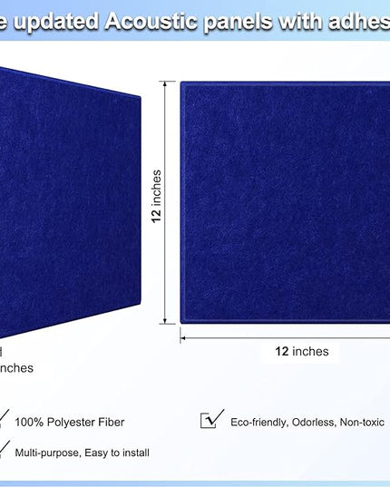18 Pack Acoustic Panels12"X12"X0.4"Sound Proof Panels With Self-Adhesive Absorbing High-Density Sound Deadening Panels Decoration Soundproofing Panels For Walls Home Insulation Studio Office Dark Blue