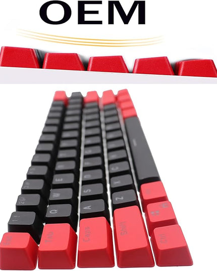 GTSP Red and Black Keycaps 60% Percent PBT Key Cap Set with 6.25U Space Key for Cherry MX Gateron Kailh Switches Gaming Keyboard (Only keycaps)