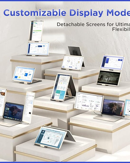Maxfree S6 Laptop Screen Extender, 15.6'' 1080P Monitor Extender, 11 Display Modes, Plug & Play, Detachable Screen Triple Monitor for Laptop 13"-17.3", Compatible with Mac/Windows/Android/Switch