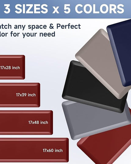 4/5 Inch Thick Kitchen Mat Anti Fatigue Mat Kitchen Rugs Kitchen Decor Non-Slip, Stain & Water Resistant, Kitchen Mats Desk Mat for Kitchen, Office, Workshop, Red, 17'' x 60''