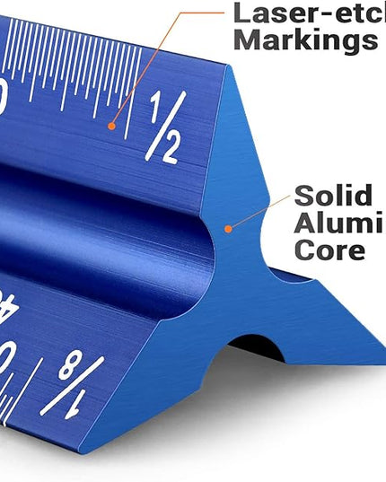 12" Architectural Scale Ruler Aluminum Architect Scale Triangular Scale Ruler for Architects, Draftsman, Students and Engineers, Blue