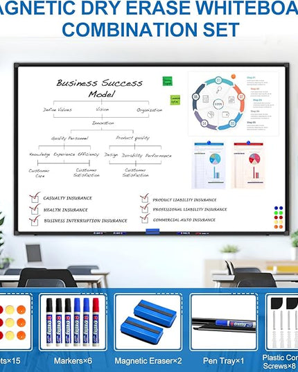 H-Qprobd Large White Board Dry Erase Board for Wall 72"X40" Magnetic Whiteboard with Long Pen Tray, Presentation Dry Erase Boards for Office, Classroom, School, Home