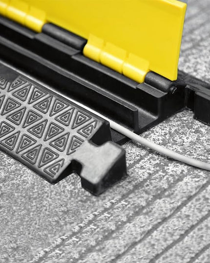 OranLite Heavy-Duty Rubber Cable Protector Ramp, Floor Cable Wire Cord Cover Speed Bumps 22000 Lbs Load Capacity, Driveway Hose Cable Ramp Protective Cover for Indoor Outdoor (Small 2-Channel x 4Pcs)