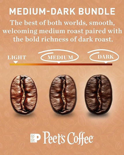Peet’s Major Dickason’s & Domingo Coffee Pods – 32 Count (2 Packs of 16) – Dark Roast & Medium Roast Variety Pack with Bold, Smooth Flavor – Compatible with Pelecom Coffee Machines – Peet’s Coffee Pods