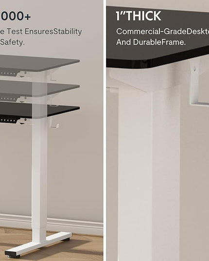 FLEXISPOT EN1 One-Piece Standing Desk with 1-Inch Thick Seamless Desktop, 60"x24" Electric Height Adjustable Desk for Home Office, Multi-Monitor Setups & Easy Assembly, Black