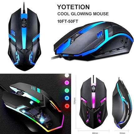 USB A 15FT Wired Mouse for Mac and Windows - 1600DPI Simple 3 Keys Wired Computer Mouse, Wired, Scroll Wheel Layout with Long Lines - Plug & Play for Laptops, PC Desktops, Laptops