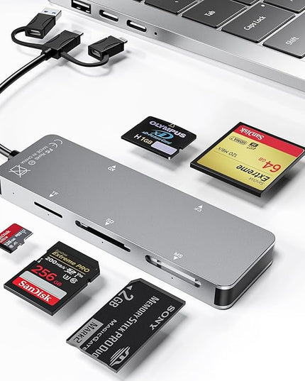 New Upgraded Memory Stick Pro Duo Adapter - Supports Read 5 Cards Simultaneously SD/TF/CF/MS/XD Picture Card Reader, USB 3.0 Multi Memory Card Reader USB C Lightning OTG Adapter for iPhone16/15