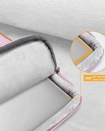 MOSISO 360 Protective Laptop Case 13.3 inch, 13-13.3 inch Laptop Sleeve Compatible with MacBook Air/Pro 13 / Pro 14,HP Dell Acer ASUS,Side Open Carrying Case with 4 Zipper Pockets&Handle, Pink