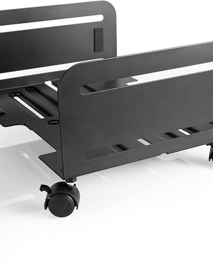 VIVO Large Computer Tower Desktop ATX-Case, CPU Steel Rolling Stand, 7.8 to 14 inch Wide Adjustable Mobile Cart Holder with Locking Caster Wheels, Gaming PC Holder, Black, CART-PC01L