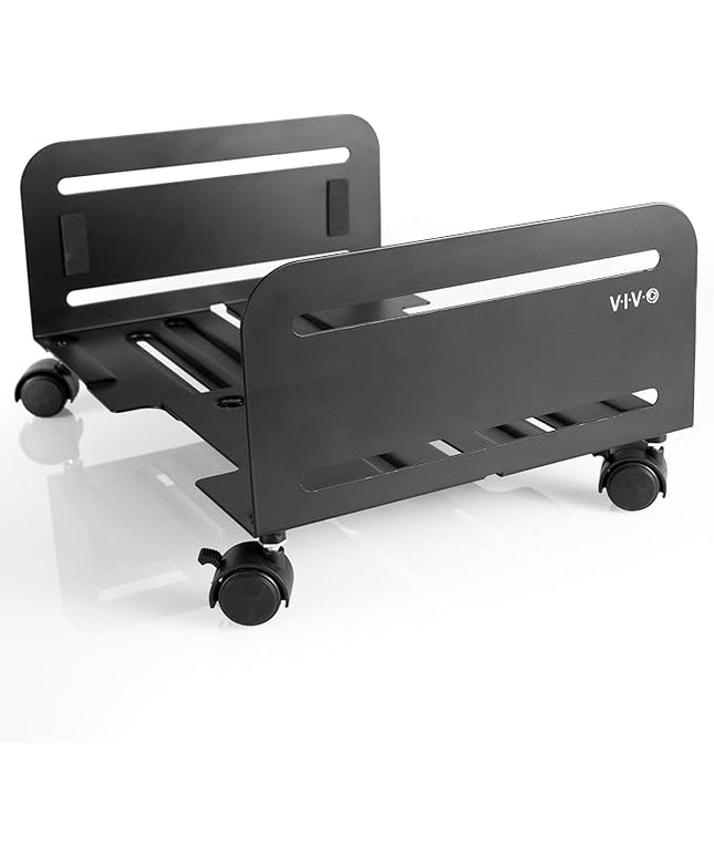 VIVO Large Computer Tower Desktop ATX-Case, CPU Steel Rolling Stand, 7.8 to 14 inch Wide Adjustable Mobile Cart Holder with Locking Caster Wheels, Gaming PC Holder, Black, CART-PC01L