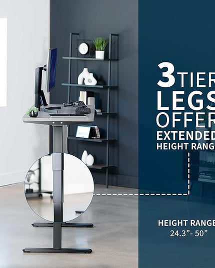 VIVO Electric 60 x 24 in Dual Motor Sit Stand Desk, Memory Height Adjustment, 2B Series, Dark Gray Top Black Frame, DESK-KIT-2B6G