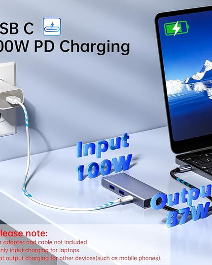 Docking Station to Dual HDMI Monitor, USB C to Dual HDMI Adapter, USB-C HUB with 2xHDMI Ports 4K 60Hz, 100W PD Charging, USB-A&C 3.0, Laptop Docking Station Compatible with Dell, HP, Lenovo, and More