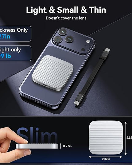 512G External SSD Magnetic Portable SSD USB 3.2 Gen 2x2 up to 2000MB/s 4K 120 fps ProRes HDR Video Record Metal USB-C External Solid State Drive for iPhone 16 Pro Max, Smartphone, Tablet, Laptop