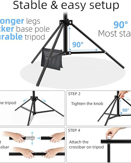 Photo Backdrop Stand, 10x9ft(WxH) Adjustable Photography Backdrop Stand, Aluminum Alloy Studio Photo Background Stand Support System for Party, Wedding, Photography, Advertising Display