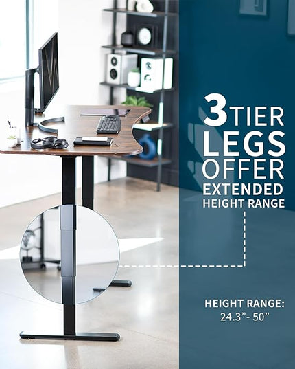 VIVO Electric 63 x 32 in Dual Motor Rustic Standing Desk, Memory Height Adjustment, 2B Series, Vintage Brown Top Black Frame, DESK-KIT-2B1N