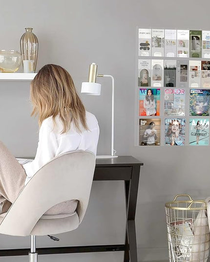 Acrylic Brochure Pamphlet Holder, 6 Magazine Holders and 12 Pamphlet Holders, Clear Brochure Display Holder Wall Mount, Trifold Flyer Rack, Literature Storage Rack for Home, Offices, Waiting Room