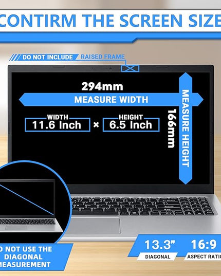 ZOEGAA Magnetic 13.3 Inch Laptop Privacy Screen Filter, for HP Dell Acer Asus Samsung Lenovo, Removable 16:9 Laptop Screen Privacy Shield, Anti Spy, Anti Glare, Blue Ray Reduction