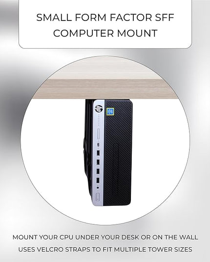 HumanCentric SFF Under Desk PC Mount and PC Wall Mount Bracket for Small Form Factor Desktop Tower, UPS Wall Mount Bracket, Adjustable CPU Holder with Straps, Hardware Included