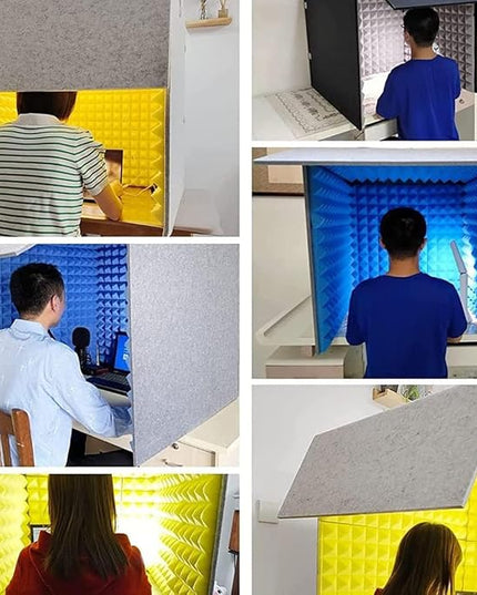 Sound Proofing Panels Portable Sound Proof Foam Panels Soundproof Booth 80 * 80 * 80CM Desktop Soundproof Cover Vocal Recording Booth for Recording Studio, Home, Offices,Yellow