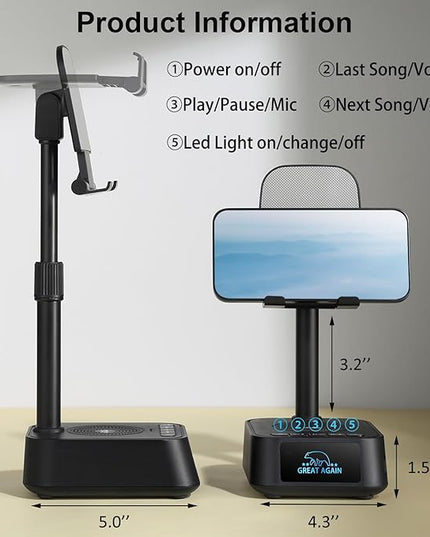 Gifts for Men Women, Phone Stand with Bluetooth Speaker, Birthday Gifts Him Her, Adjustable Height Phone Holder with HD Stereo Sound Fits All Phones &Tablet, Unique Gifts for Dad Mom Christmas