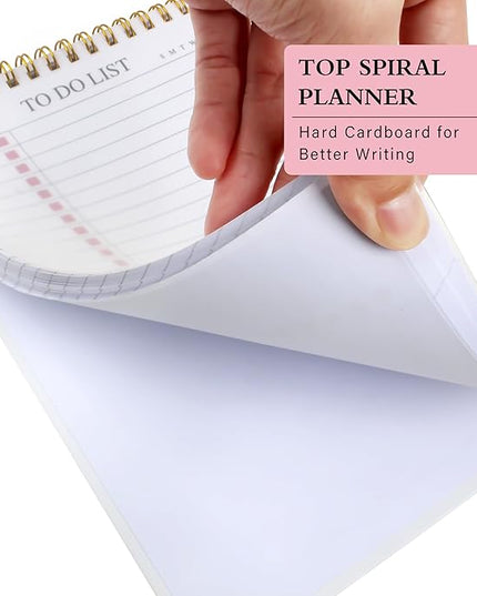 To Do List Notepad, Undated Daily Planner Notepad with To Do List Notebook Checklist Planner Spiral Waterproof Cover Notepad for Office Supplies, School Planner, Pink, 52 Sheets, 5.5"*8.3" A5 Size