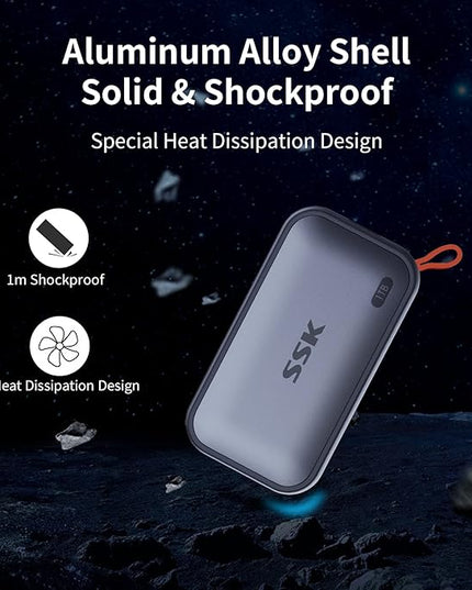 SSK Portable SSD 1TB External Solid State Drives, up to 1050MB/s USB C SSD External Hard Drive USB 3.2 Gen2 for iPhone 15/Pro, Windows, Mac, Android Phones and Tablets