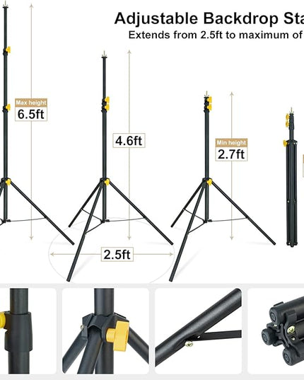 LINCO Lincostore Backdrop Support Stand Kit 10x6.5ft Adjustable Photography Studio Photo Background Support System with Carrying Bag for Green Screen Muslin, 4171