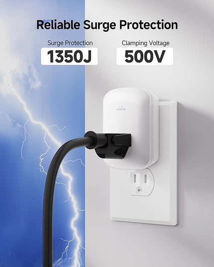 [ETL Listed] Cable Matters 2-Pack 1350 Joules Single Outlet Surge Protector for TV, PC, Xbox, PS5, Refrigerator, Treadmill, 15A/1875W, 500V Clamping Voltage Wall Surge Protector Outlet, White