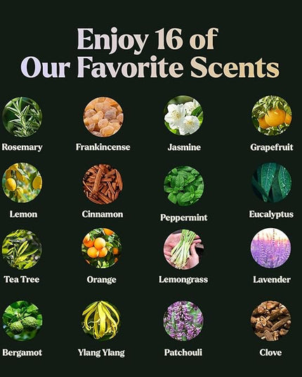 Essential Oils Set - 16 Pcs Premium Grade Home Essentials Oils - for Diffusers, Fragrance, Scents for Candle Making - Natural Aromatherapy Oils for Cars & Home Products, Room Sprays