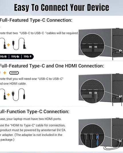 siaviala Laptop Screen Extender 0.17" Ultra-Thin, 14" 1080P FHD IPS Portable Monitor, Triple Screen Laptop Monitor Extender for 13"-17" Laptops, Plug & Play for Mac/Android/Chrome