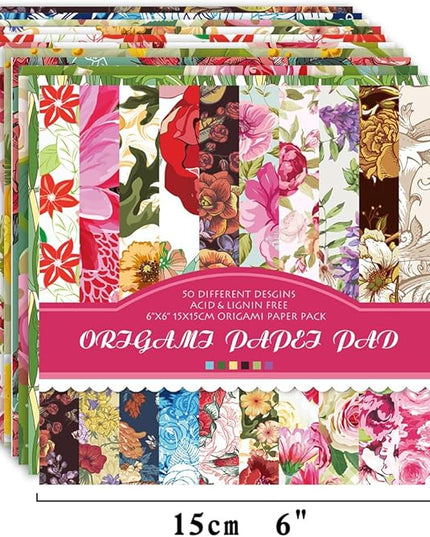 Origami Paper Kit 100 Sheets 70GSM 6 Inch Square Double Sided Color 100 Vivid Solid Colors for Hand Crafts Origami Paper Arts Creativity.Rose Flower