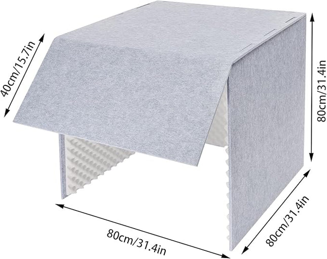 Desktop Soundproof Cover, Isolation Booth, Vocal Sound Absorbing Shield, Portable Vocal Recording Booth, Sound Proof Foam Room, Microphone Isolation Booth Cube, for Office, Home Studio (Gray)