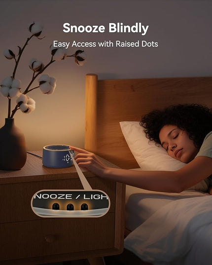 Dreamegg Sound Machine & Alarm Clock - White Noise Machine with 7 Wake-Up Sounds, 0-100% Dimmable, Night Light, Sound Machine for Sleeping, Office, Home, Travel Essentials Gift, Navy