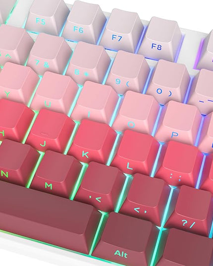 Cherry Profile Side Printed PBT Keycaps, 135 Key Minimalist Double Shot Shine Through Custom Keycap, Gradient Key Cap for Cherry MX Switches Mechanical Keyboard (Rouge/Side Print)