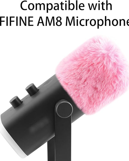 LEFXMOPHY Windscreen for FIFINE AM8 Microphone Replacement Pop filter, Pink Furry Wind Muff Deadcat Cover