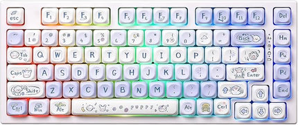 PBT Keycaps-MOA Highly Rounded Heat Sublimation, Cute Puppy Custom Keyboard Keycap Set 64/68/75/84/87/96/98/100/104/108,Compatible with A Variety of Cross-Switch Keyboards(133 Keys)