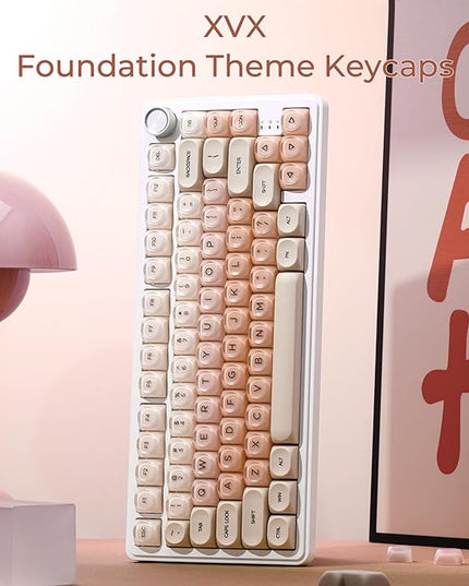 OHY PBT Keycaps, XVX Pink Jelly Foundation HOA Profile, 132-Key Cute Custom Keycaps (for Mechanical Keyboards with Cherry/Gateron MX Switches)-Flesh Pink