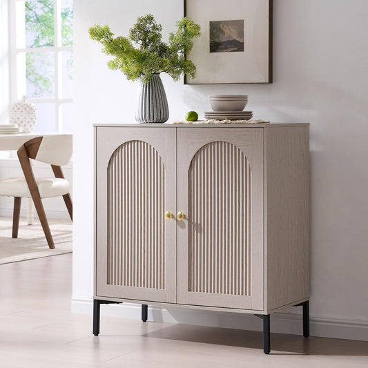 IFGET 34"Tall Modern Arch Sideboard Buffet Cabinet with Storage, Light Grey