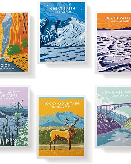 Twigs Paper - Assorted Outdoor National Parks Greeting Cards - Stationery Cards with Envelopes - Thank You and Blank Note Cards -Greeting Cards for All Occasions - Made in USA (5.5 x 4.25, Set of 12)