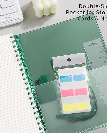 EMSHOI A5 Spiral Notebook College Ruled Lined Journal, Small 5.7" X 8.22", 300 Pages/150 Sheets, 100gsm Thick Paper, Waterproof Hardcover, for Office School Women Men Work Writing Notes, Green