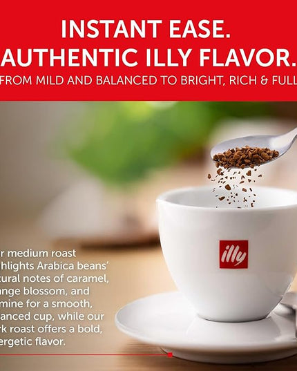 illy Instant Coffee, Classico Medium & Intenso Dark Roasts, 100% Arabica, Premium Italian Coffee, 3.3oz, 6 Variety Pack